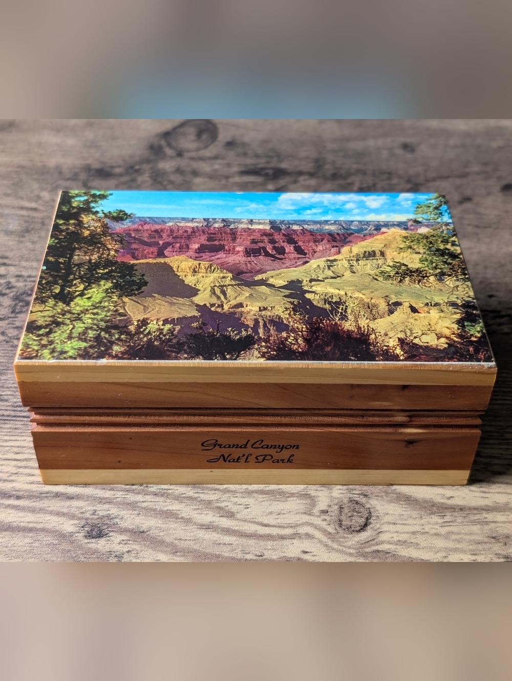 Vintage Grand Canyon Wood Keepsake Box with Scenic Lid